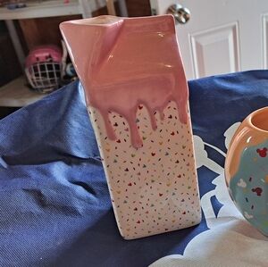 Disney store mickey mouse sprinkle milk carton vase